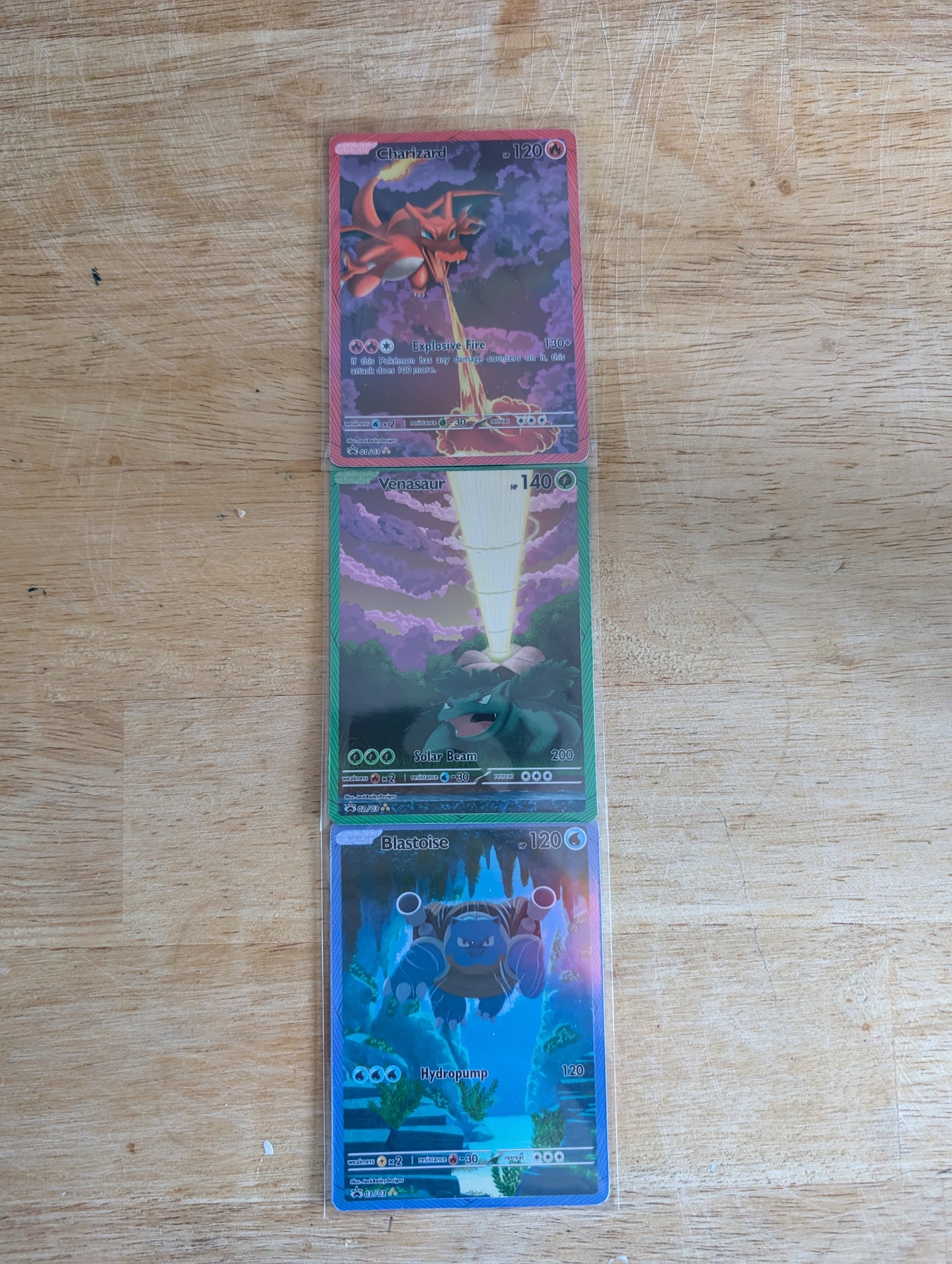 Charizard, Blastoise and Venasaur Custom Pokemon Card (Cracked Ice Holo)