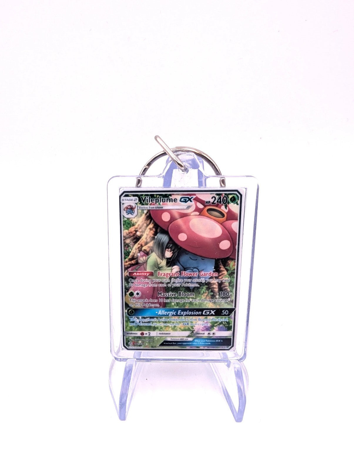 pokemon card keychain Vileplume GX Mini Pokemon Card Keyring – JackBaileyDesigns